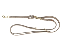 Pure justerbar hundesnor rundsyet læder S 2m 10mm Lysegrå